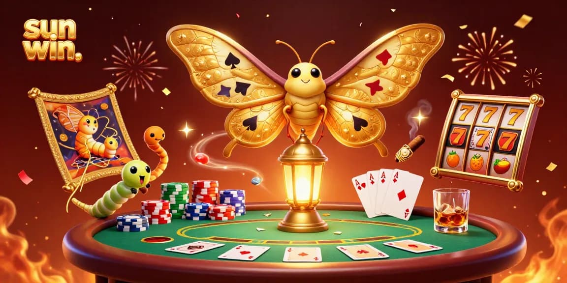 Experience sun win excitement with 3D illustration showcasing casino themes and vibrant gameplay elements.