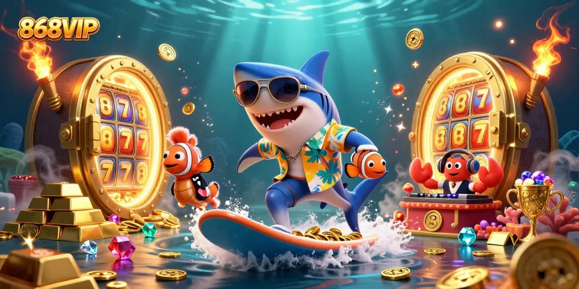 Experience thrilling gaming at 868VIP with gold coins and jackpot excitement in a vibrant underwater scene.