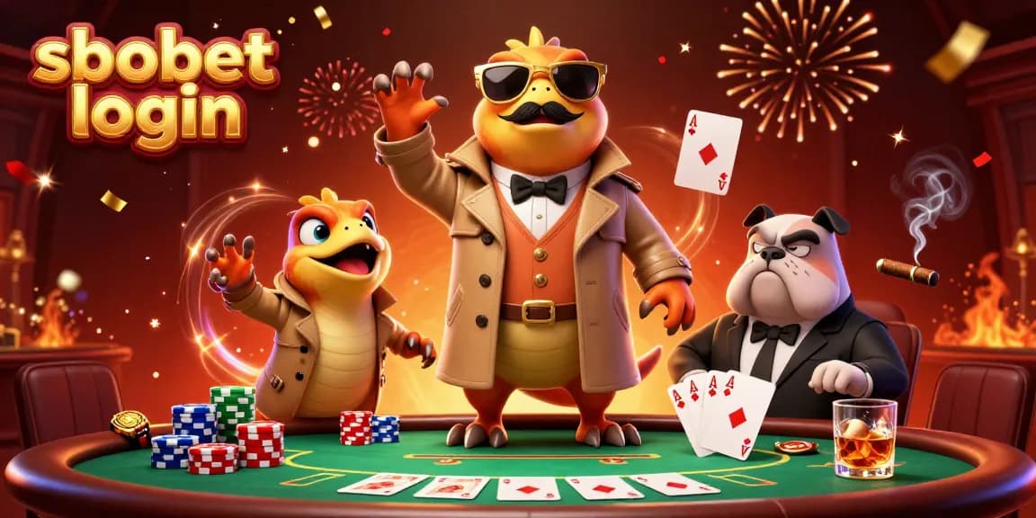 Experience sbobet login while three raptors in disguise charm a VIP casino setting with poker elements.
