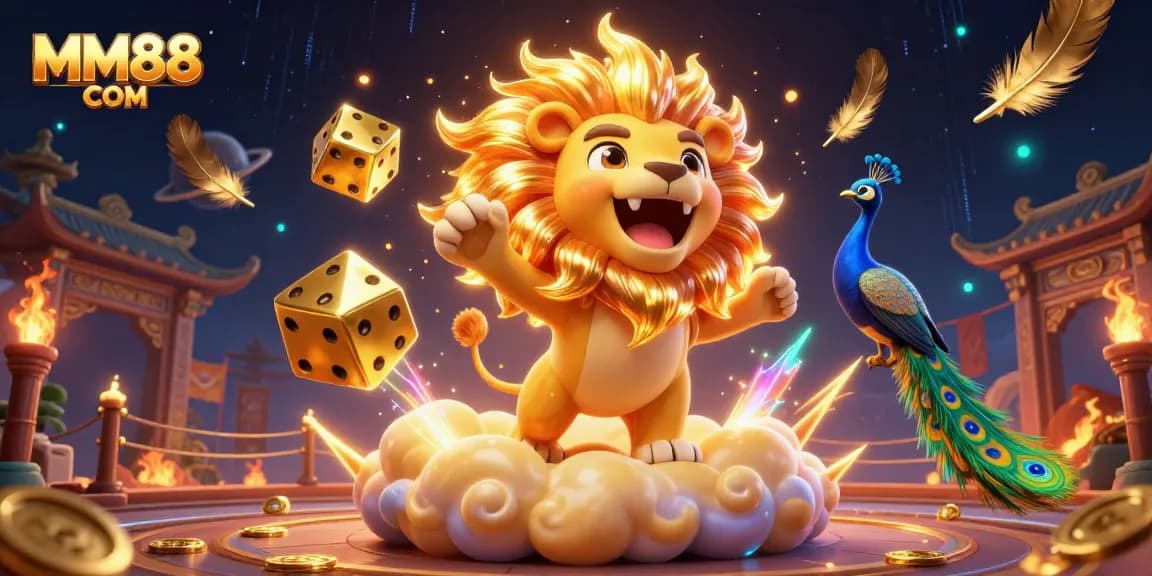 Win big at MM88 COM with vibrant 3D casino-themed illustration showcasing a thrilling gaming atmosphere.