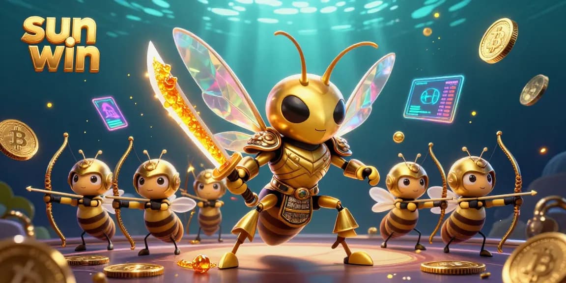 Engage in thrilling gameplay with sun win, featuring a hornet warrior in a vibrant casino scene.