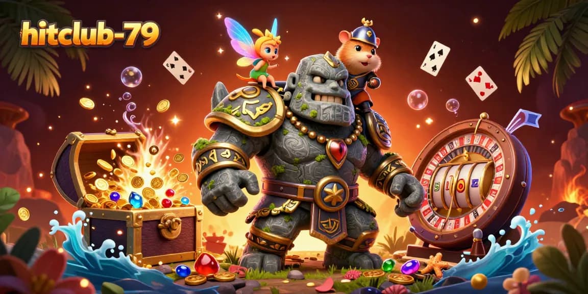 Join the action at hitclub-79 with vibrant characters and thrilling gaming elements in a dynamic casino scene.