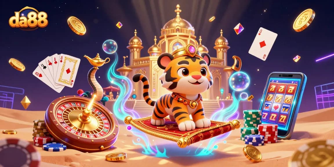 Win big with da88's dazzling 3D casino adventure featuring a sultan and rich gaming elements.