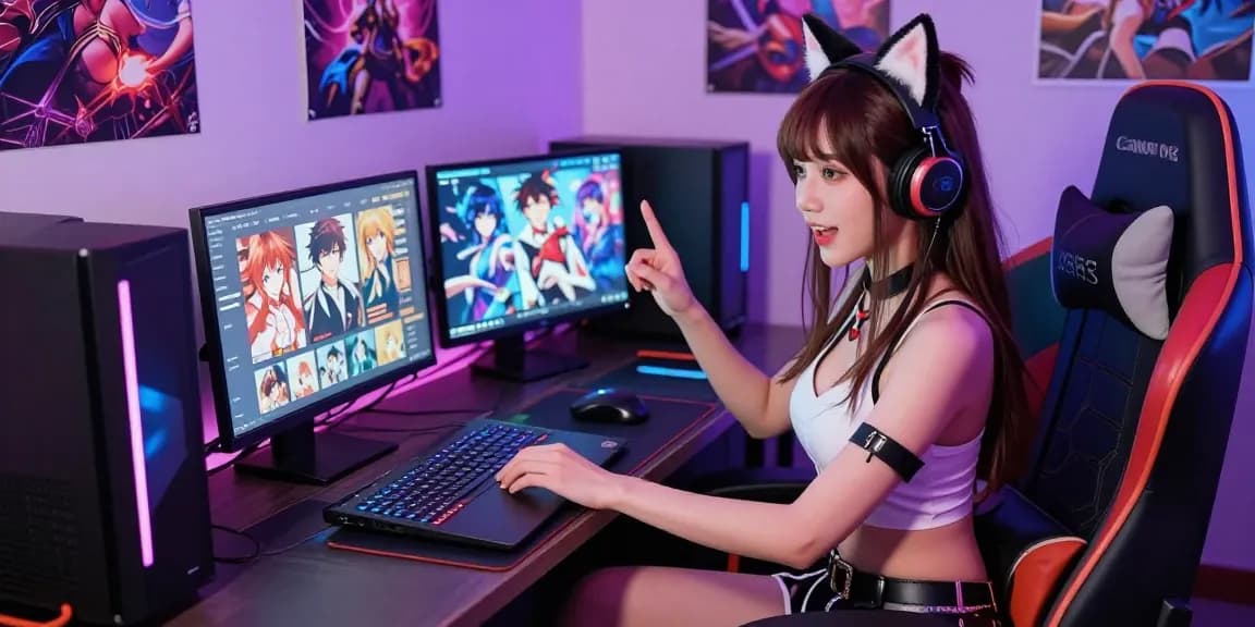 Explore thrilling game ecchi experiences with captivating characters in an inviting gaming setup.