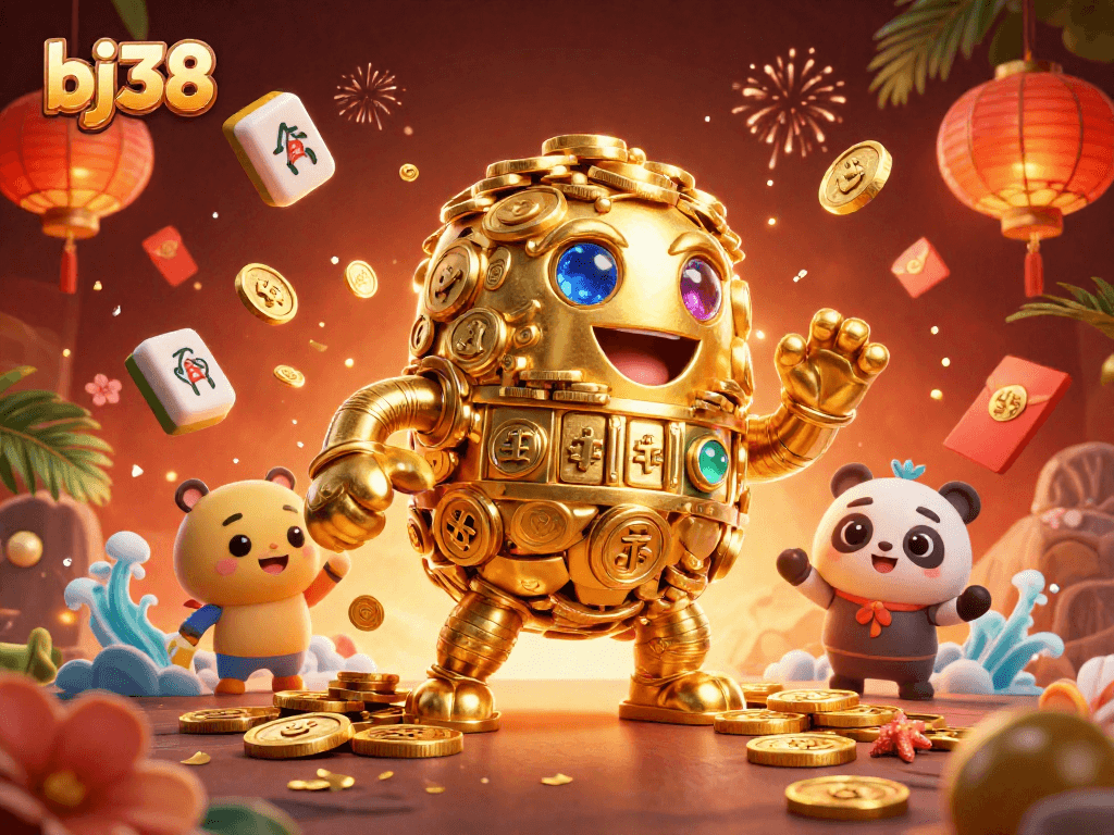 Engage in the thrilling adventures of bj38 with vibrant online casino gaming elements and golden treasures.