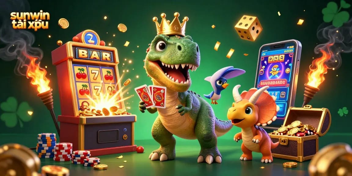 Engage in sunwin tài xỉu gaming with charming cartoon characters and thriving casino elements.