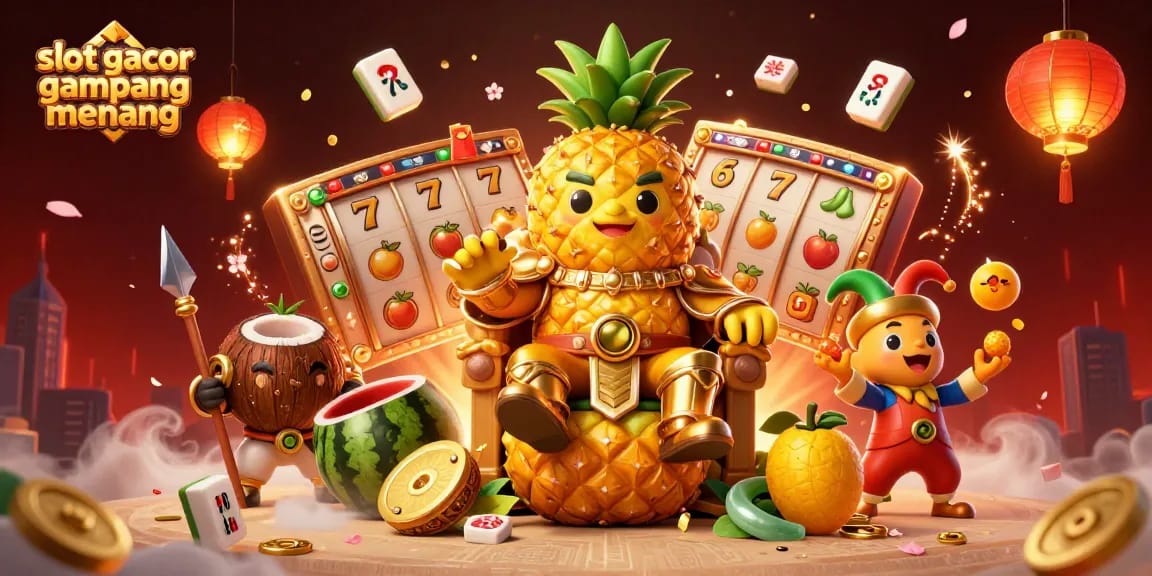 Experience vibrant slot gacor gampang menang excitement in this colorful casino scene with dynamic characters.