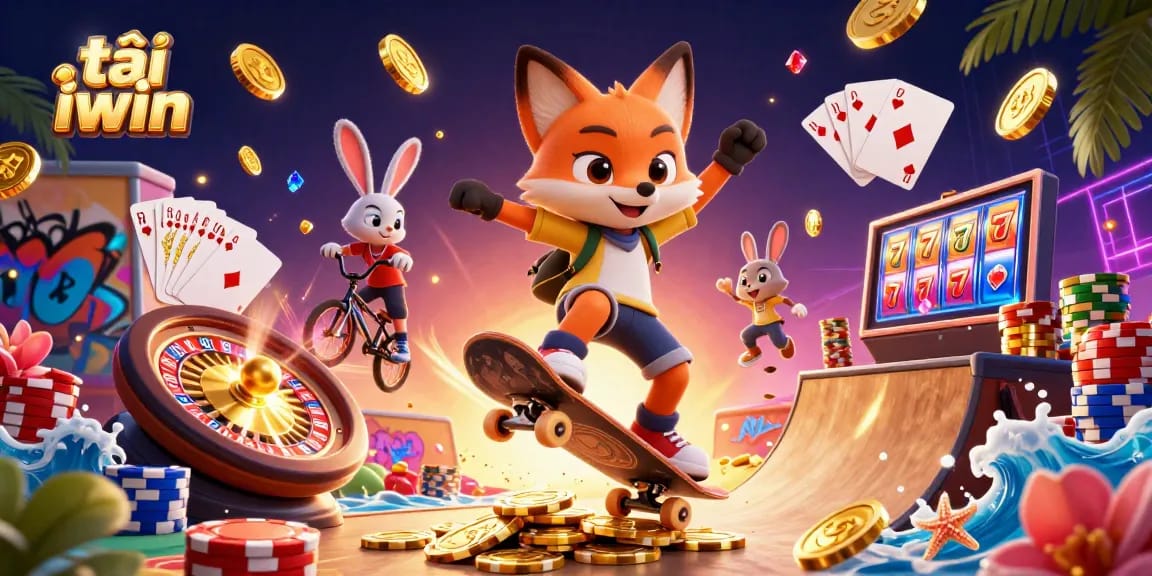 Engage in the excitement at tải iwin with vibrant 3D casino adventures featuring characters and iconic game elements.
