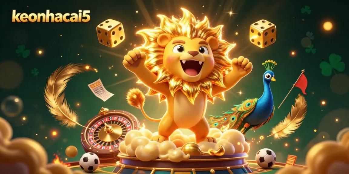 Engage with keonhacai5 as the roaring sun lion dominates a vibrant sports betting scene.