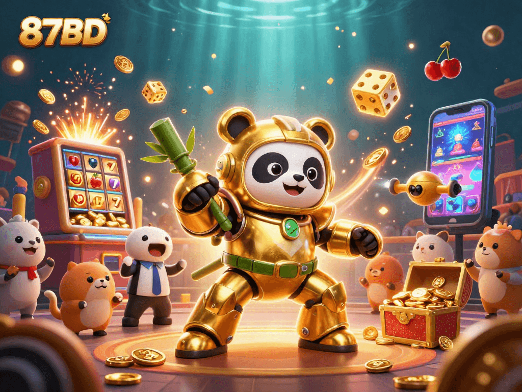 Experience thrilling gameplay with 87BD's vibrant casino features in a colorful 3D arena.