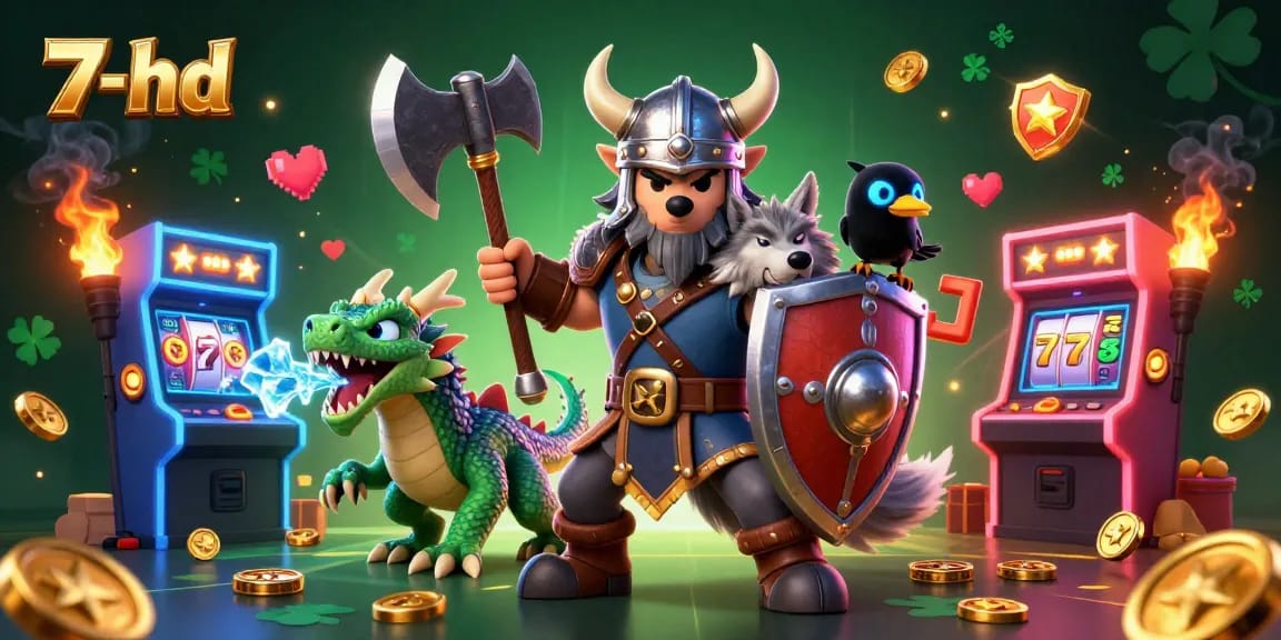 Engage in thrilling gameplay with 7-hd, an epic casino adventure featuring a Viking wolf warrior and dragon.