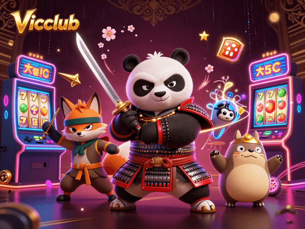 Engage with Vicclub's thrilling slot adventures featuring samurai panda and ninja fox.