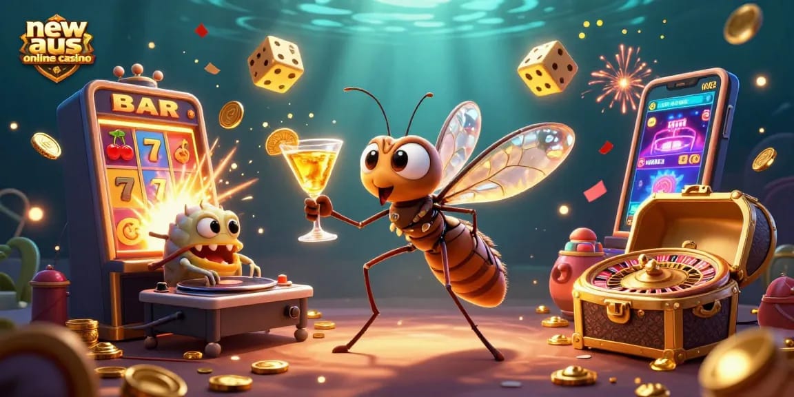 Experience the excitement of a new aus online casino with animated characters and vibrant gaming elements.