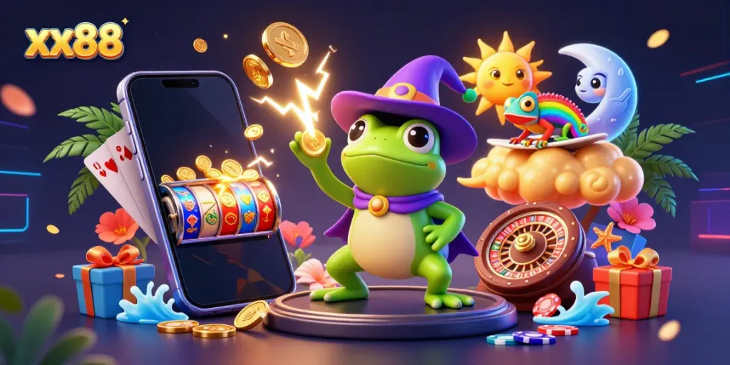 Experience thrilling gameplay with golden coins and vibrant characters at xx88 casino.