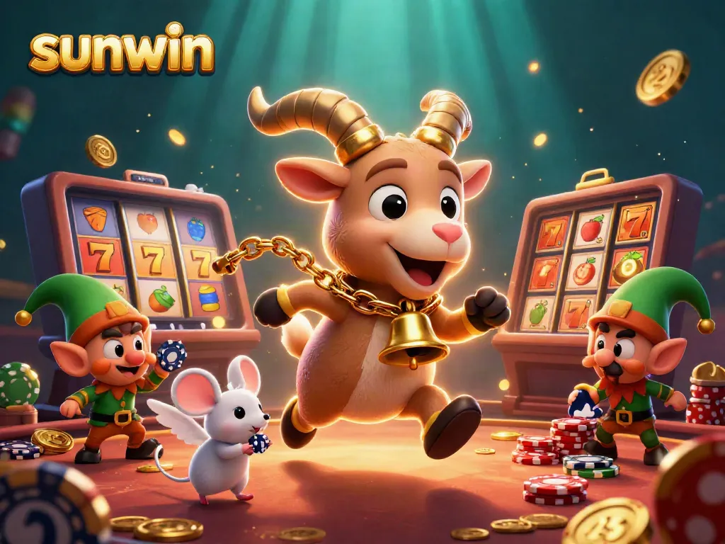 Experience the thrill of sunwin with a festive Krampus goat in a vibrant holiday-horror casino scene.