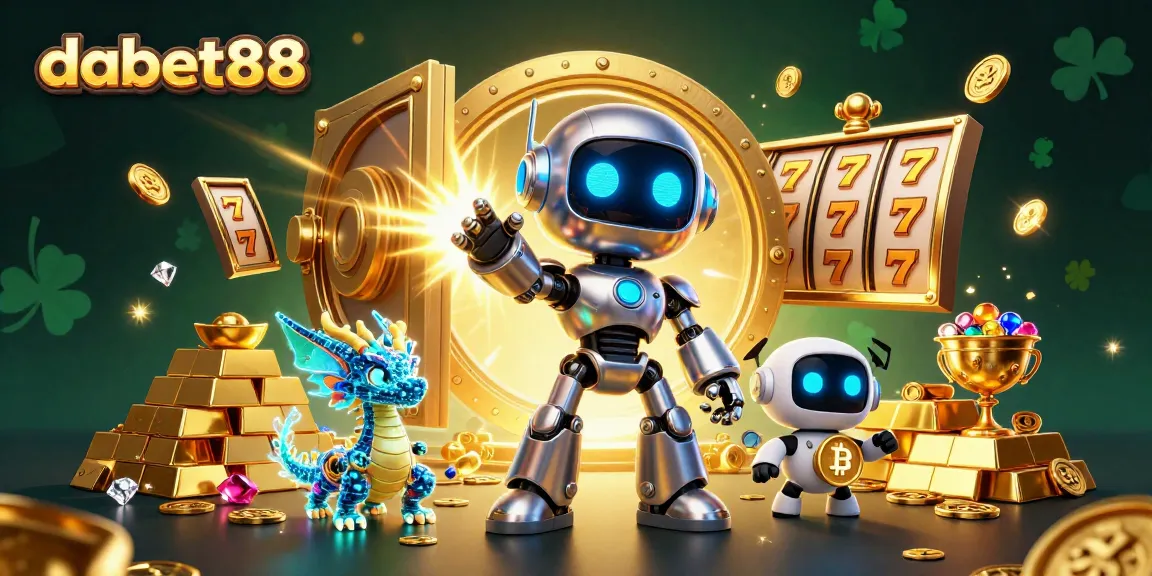 Experience thrilling wins with dabet88, showcasing a vibrant 3D casino scene filled with treasure and gaming fun.
