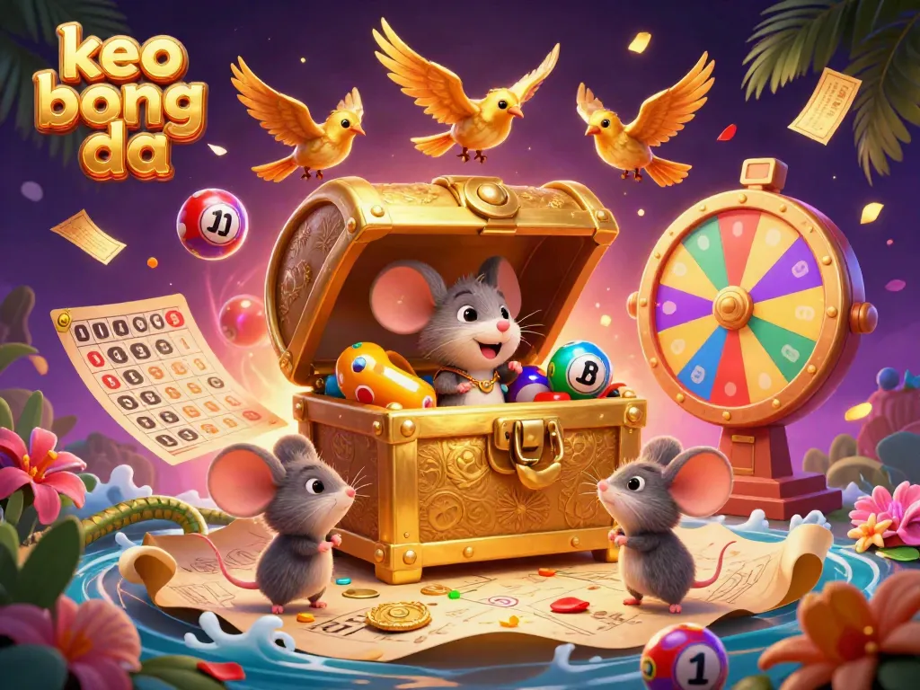 Bet on keo bong da with vibrant, dynamic visuals featuring colorful lottery elements and engaging characters.