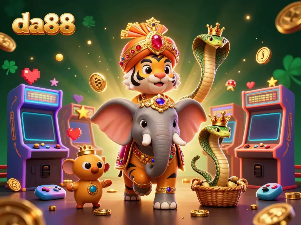 Engage with the enchanting da88 experience through vibrant, 3D casino-themed illustration.