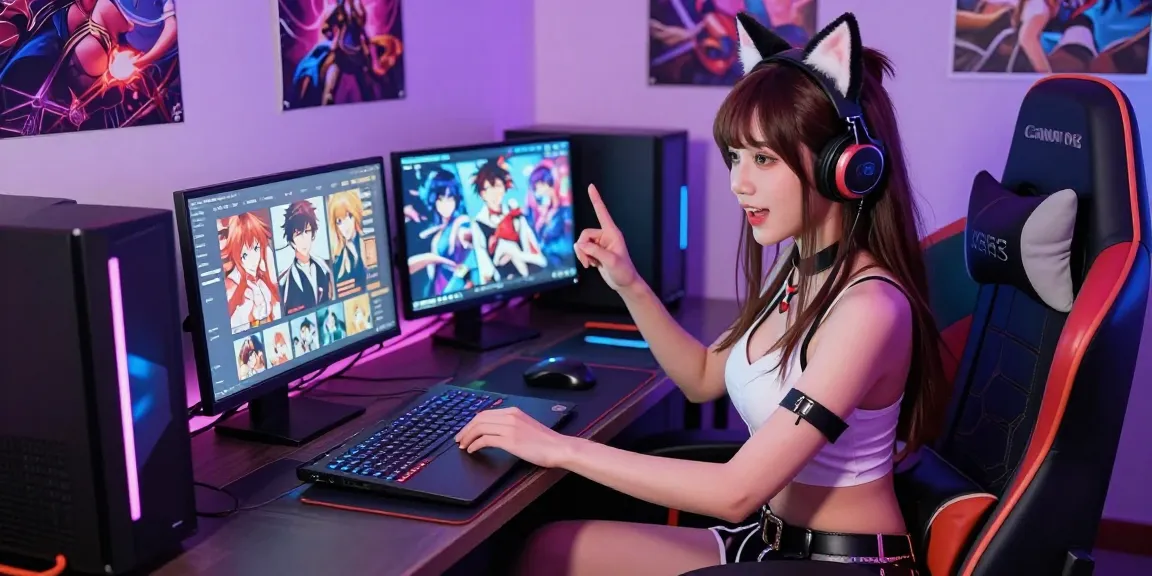 Explore thrilling game ecchi experiences with captivating characters in an inviting gaming setup.