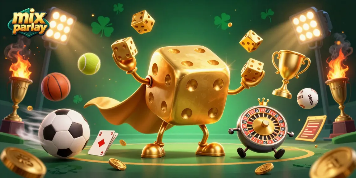 Experience thrilling mix parlay action with dynamic characters and sports elements in this vibrant illustration